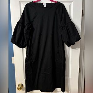 Chico’s Elegant Black Puff Sleeve Dress Size 1 (US Size 8/10)